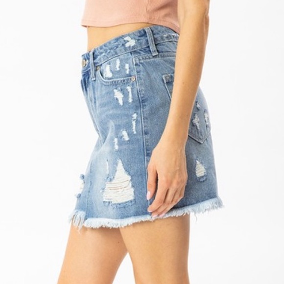 🔥KANCAN🔥DESTROYED DENIM SKIRT - Picture 3 of 7